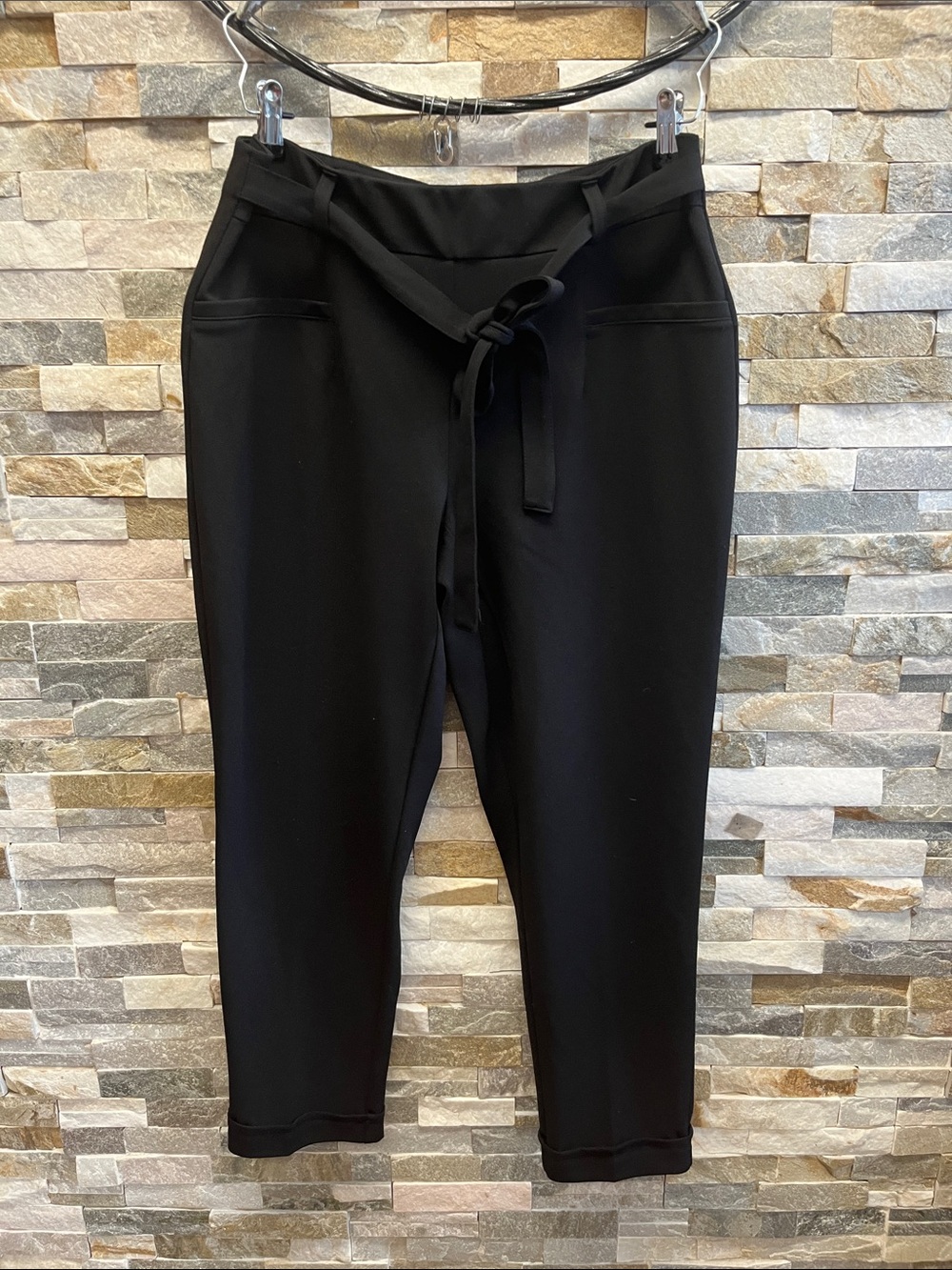 NYCC Black Tie-Waist Ponte Capri Pants - Women
